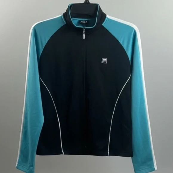 RARE Vintage FILA Made in USA Track Jacket – Size Large – Black/Blue/White - Picture 1 of 3